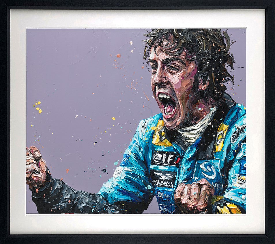 2005 Screaming Alonso Framed Print on Paper by Artist Paul Oz