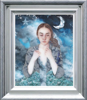 A Paper Moon Framed Mixed Media Print by Artist Kerry Darlington