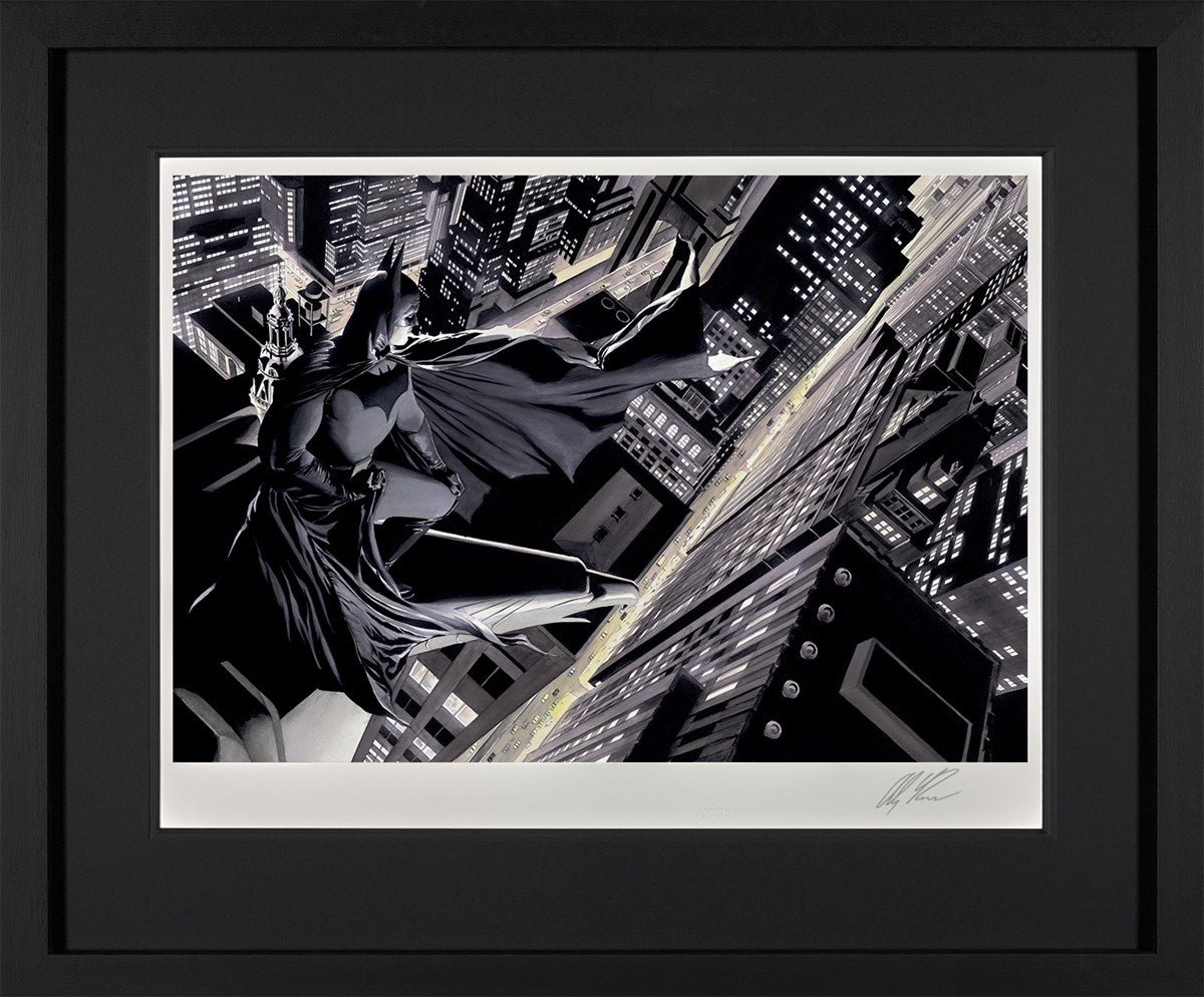 Batman Knight Over Gotham Framed Print on Paper by Artist Alex Ross