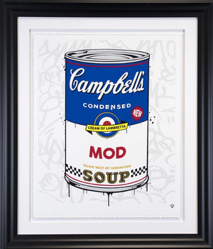 Campbells Mod Soup Framed Print on Paper by Artist JJ Adams