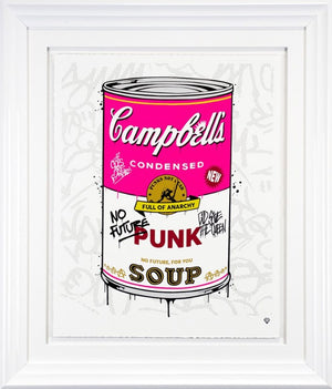 Campbells Punk Soup Framed Print on Paper by Artist JJ Adams