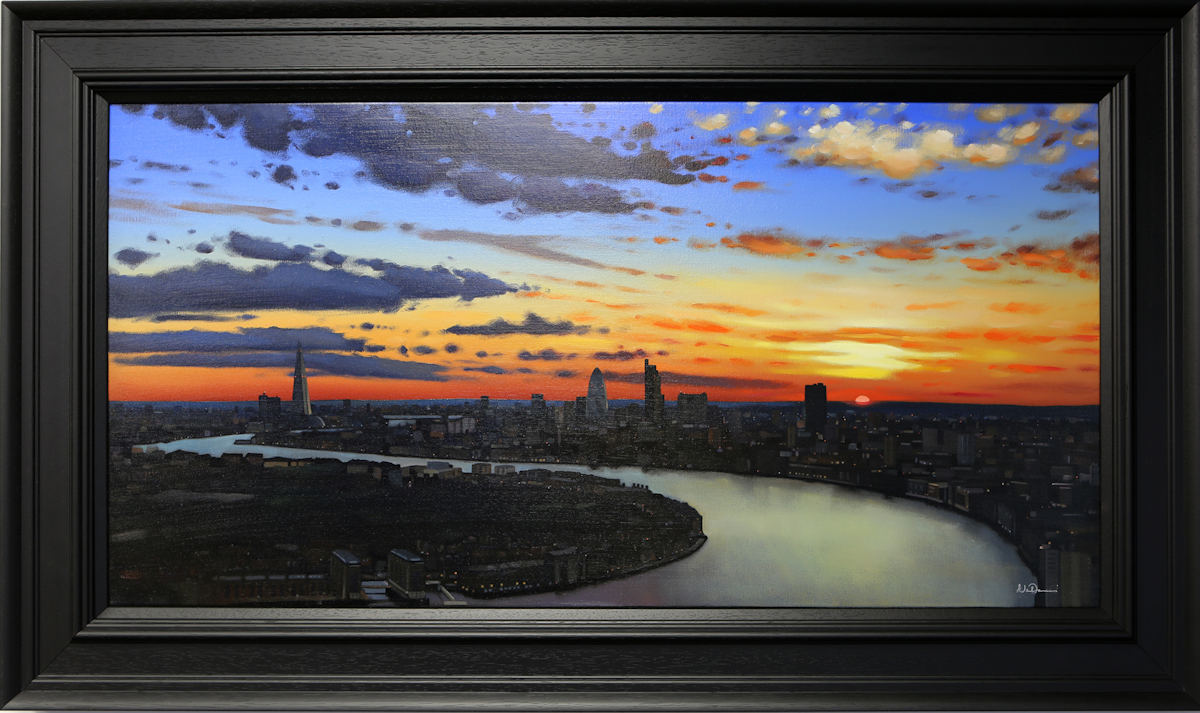 Capital Sundown Framed Canvas Print on Board by Artist Neil Dawson