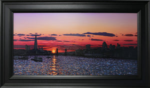 City Sundown Framed Canvas Print on Board by Artist Neil Dawson