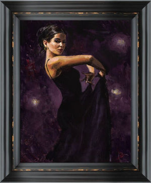 Colours of Flamenco Purple Framed Canvas on Board by Artist Fabian Perez