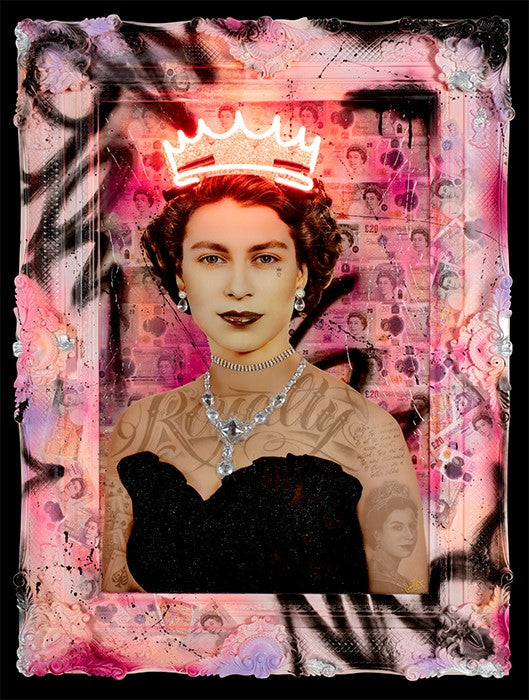 Crown and Currency Framed Mixed Media Print on Board By Artist Ghost