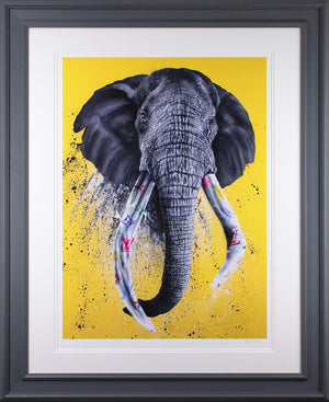 Designer Tusks Framed Print on Paper by Artist Dean Martin (The Mad Artist)