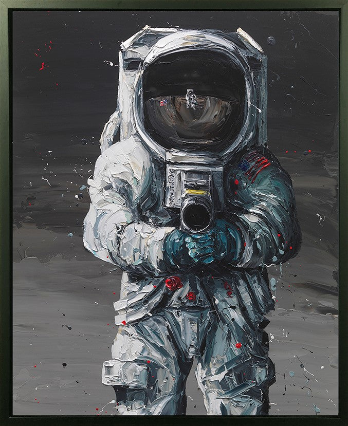 First Man Framed Print on Canvas by Artist Paul Oz