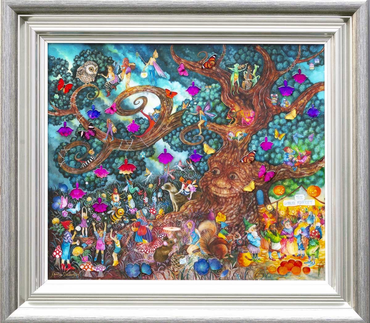 Folk of The Fae Tree Framed Mixed Media Print by Artist Kerry Darlington