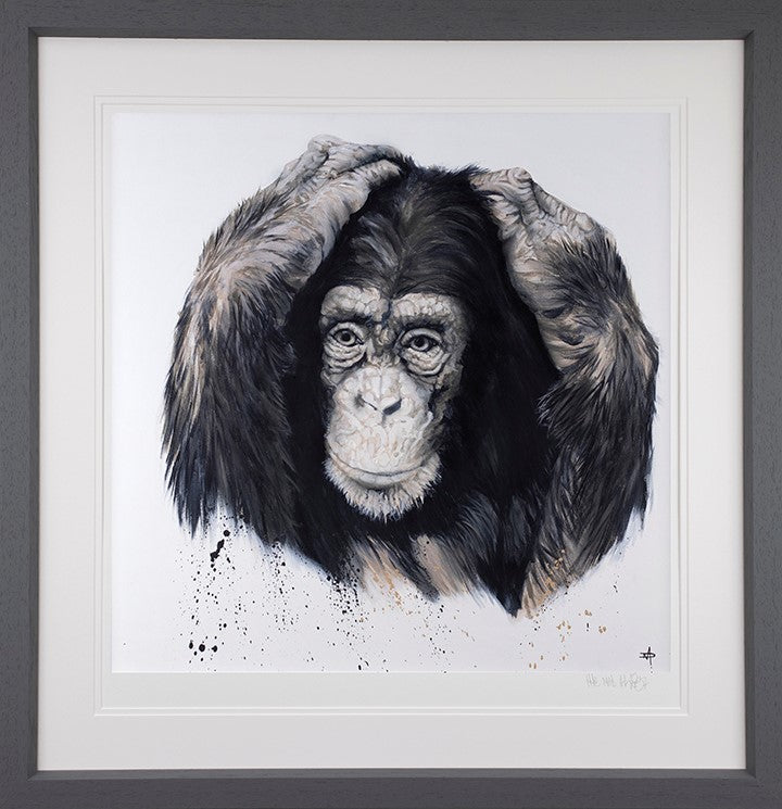 Hear No Evil Framed Print on Paper by Artist Dean Martin (The Mad Artist)