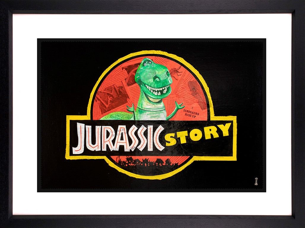 Jurassic Story Framed Print by Artist Chess