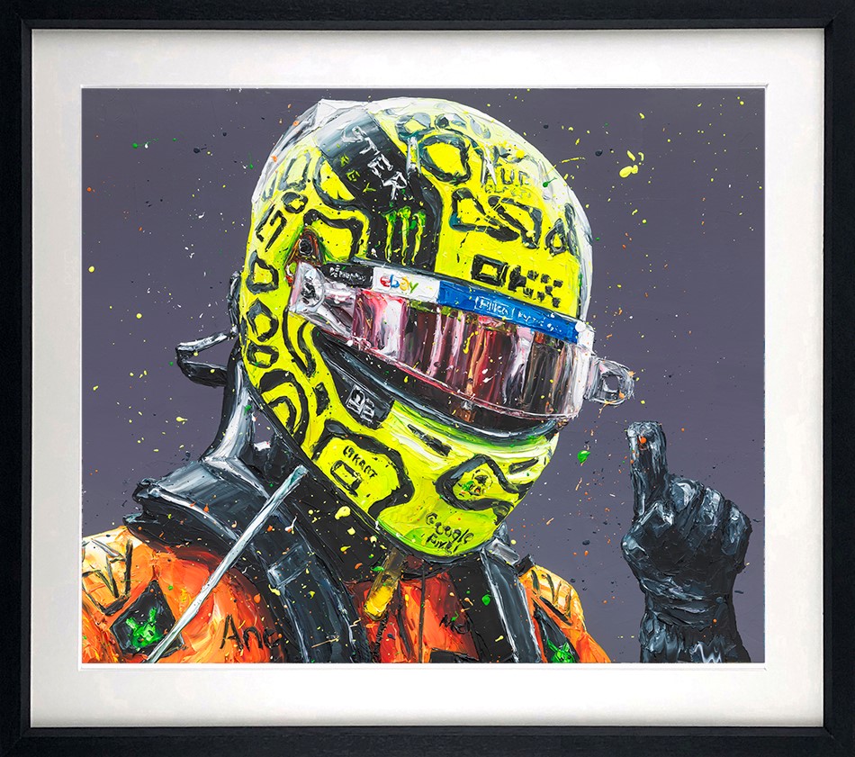 Lando First Win - Miami Framed Print on Paper by Artist Paul Oz