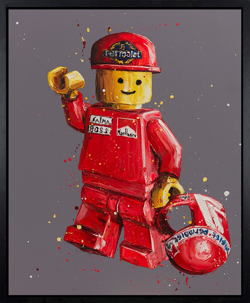 Lego Lauda Framed Print on Canvas by Artist Paul Oz