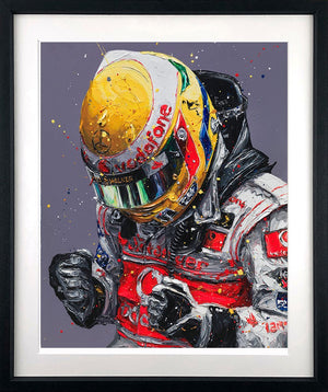 Lewis First Win 2007 Framed Print on Paper by Artist Paul Oz