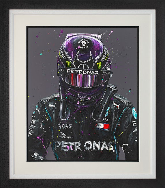 Lewis Seven Time World Champion Framed Lenticular Print on Paper by Artist Paul Oz