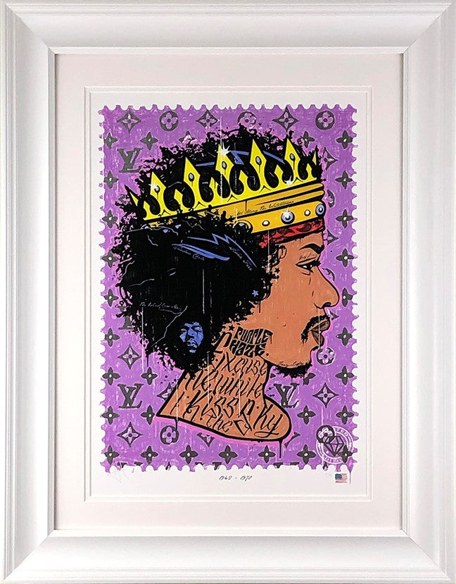 Purple Haze - Jimi Hendrix Framed Print on Paper by Artist JJ Adams