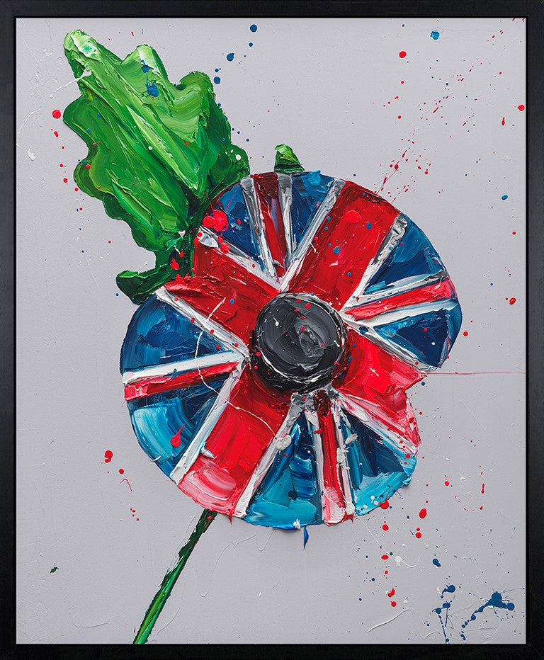 Remembrance Poppy Framed Print on Canvas by Artist Paul Oz