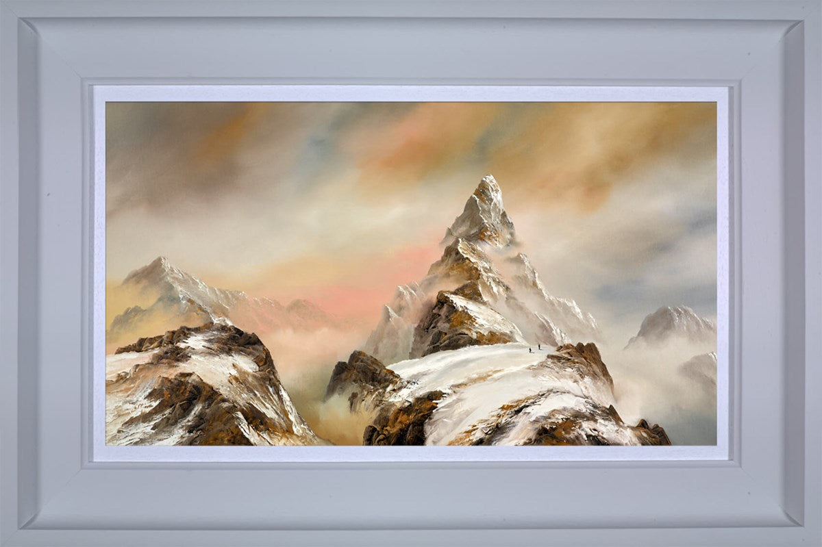 Scaling New Heights Framed Canvas on Board by Artists Philip Gray