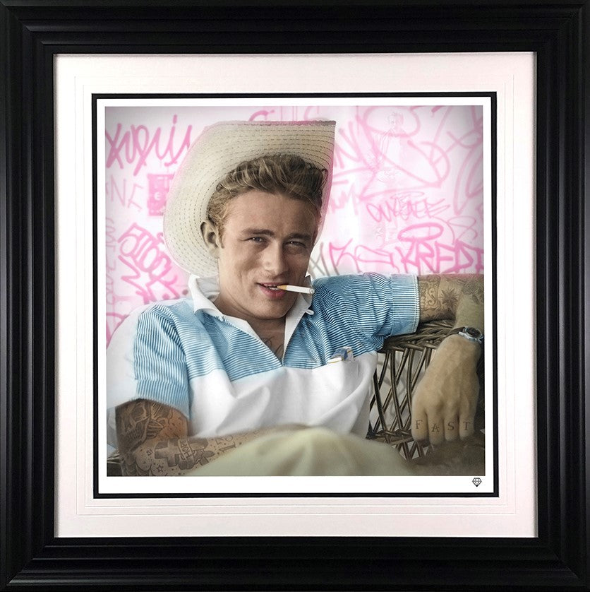 Smoking Gun James Dean - Colour Framed Print on Paper by Artist JJ Adams