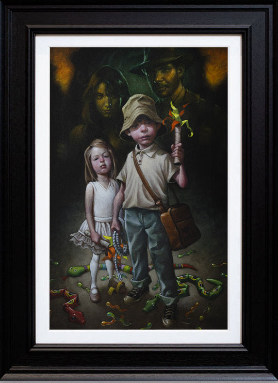 Snakes, Why’d it have to be Snake Framed Canvas on Board by Artist Craig Davison