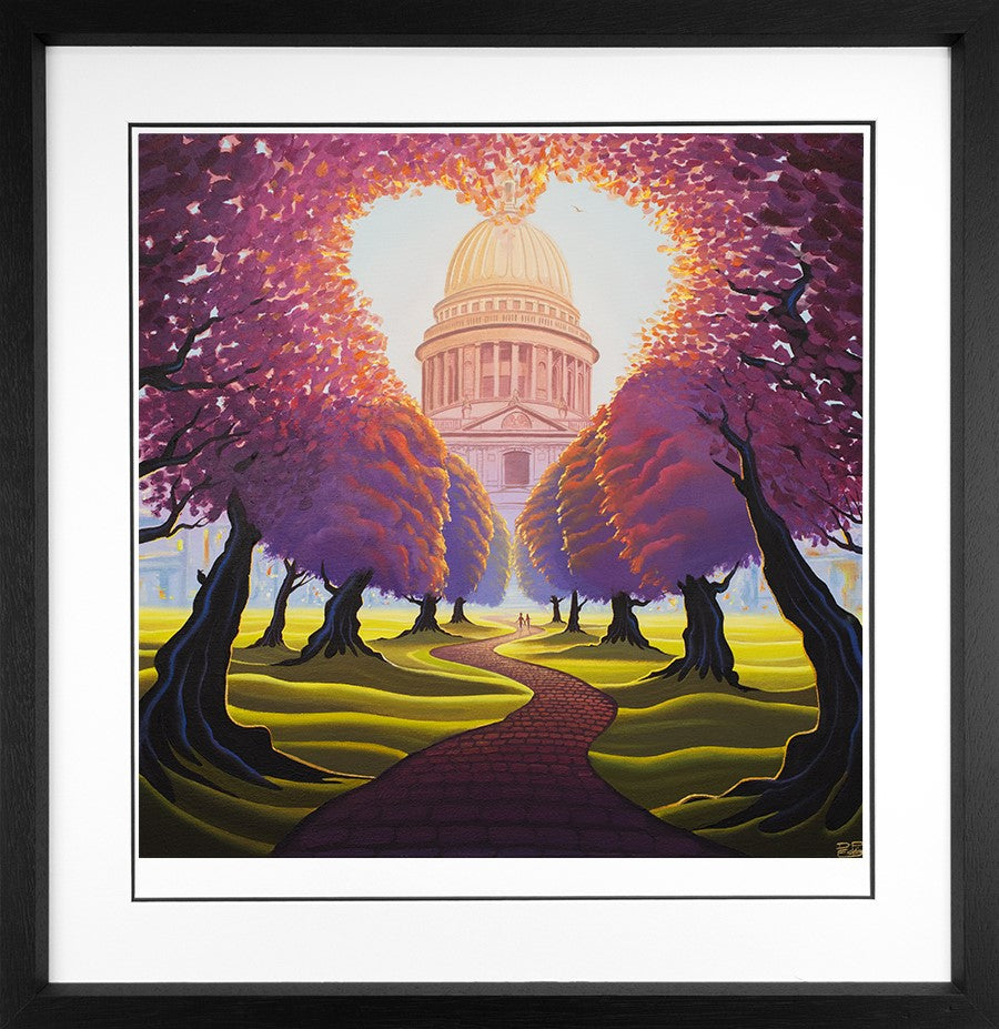 St Paul's Romance Framed Print on Paper by Artist Derrick Fielding