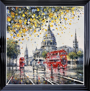 St Pauls Rush Hour Framed Canvas on Board by Artist Nigel Cooke