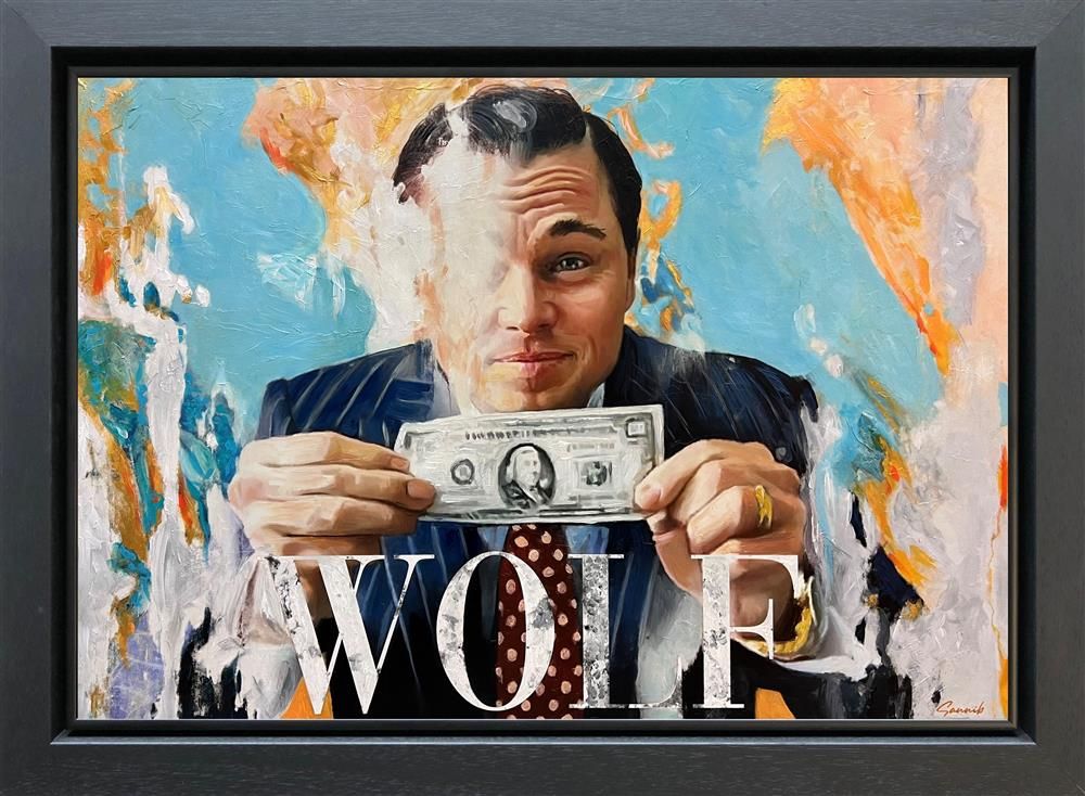 The Wolf Framed Canvas on Board by Sannib