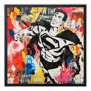 Truth Justice and The American Way Framed Canvas on Board by Artist Michiel Folkers