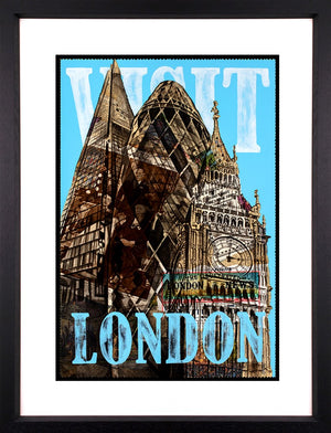 Visit London Framed Print on Paper by Artist Chess 