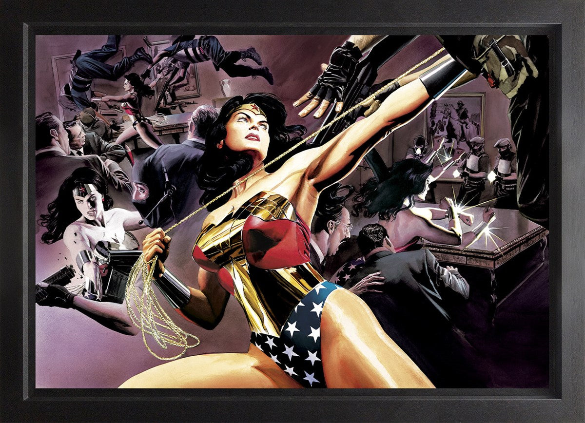 Wonder Woman Defender of Truth Framed Print on Canvas by Artist Alex Ross 