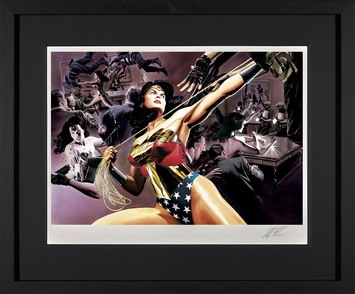 Wonder Woman Defender of Truth Framed Print on Paper by Artist Alex Ross 